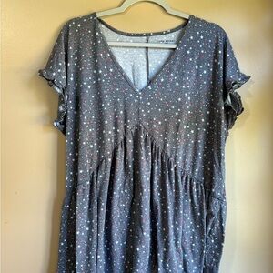 Lane Bryant Charcoal Starry V-Neck Blouse
